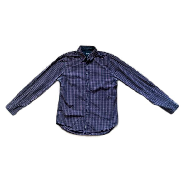 Rag & Bone Black Maroon Check Button Up Slim Fit Shirt Top  Mens Size Medium - Picture 3 of 10